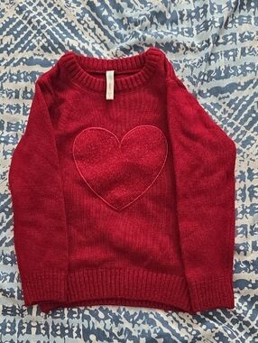 Girls' Red Heart Knit Sweater - Cozy Pullover